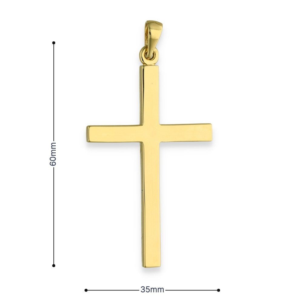 9ct Yellow Gold Large Block Cross Pendant - 35x60x3mm - 14.8g
