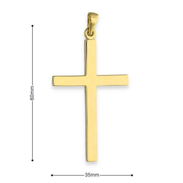 9ct Yellow Gold Large Block Cross Pendant - 35x60x3mm - 14.8g