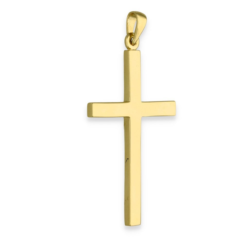9ct Yellow Gold Large Block Cross Pendant - 35x60x3mm - 14.8g