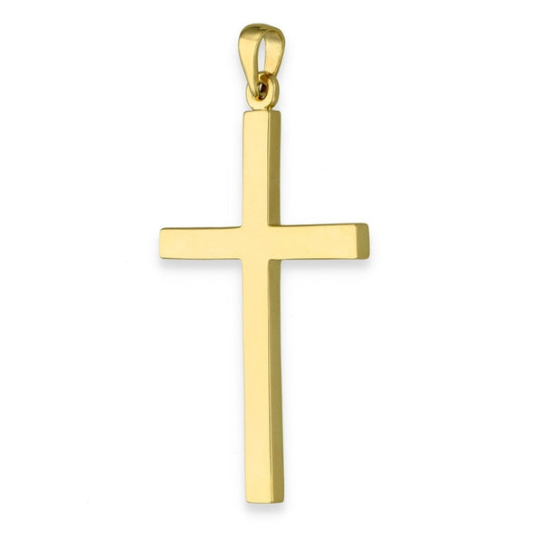 9ct Yellow Gold Large Block Cross Pendant - 35x60x3mm - 14.8g