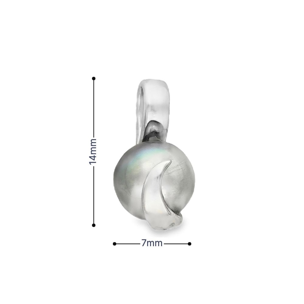 9ct White Gold Grey Pearl Swirl Pendant - 7x14x9mm - 1.3g