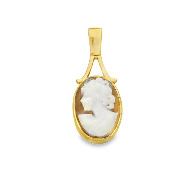 9ct Yellow Gold Oval Cameo Pendant - 11x26x6mm - 2.3g