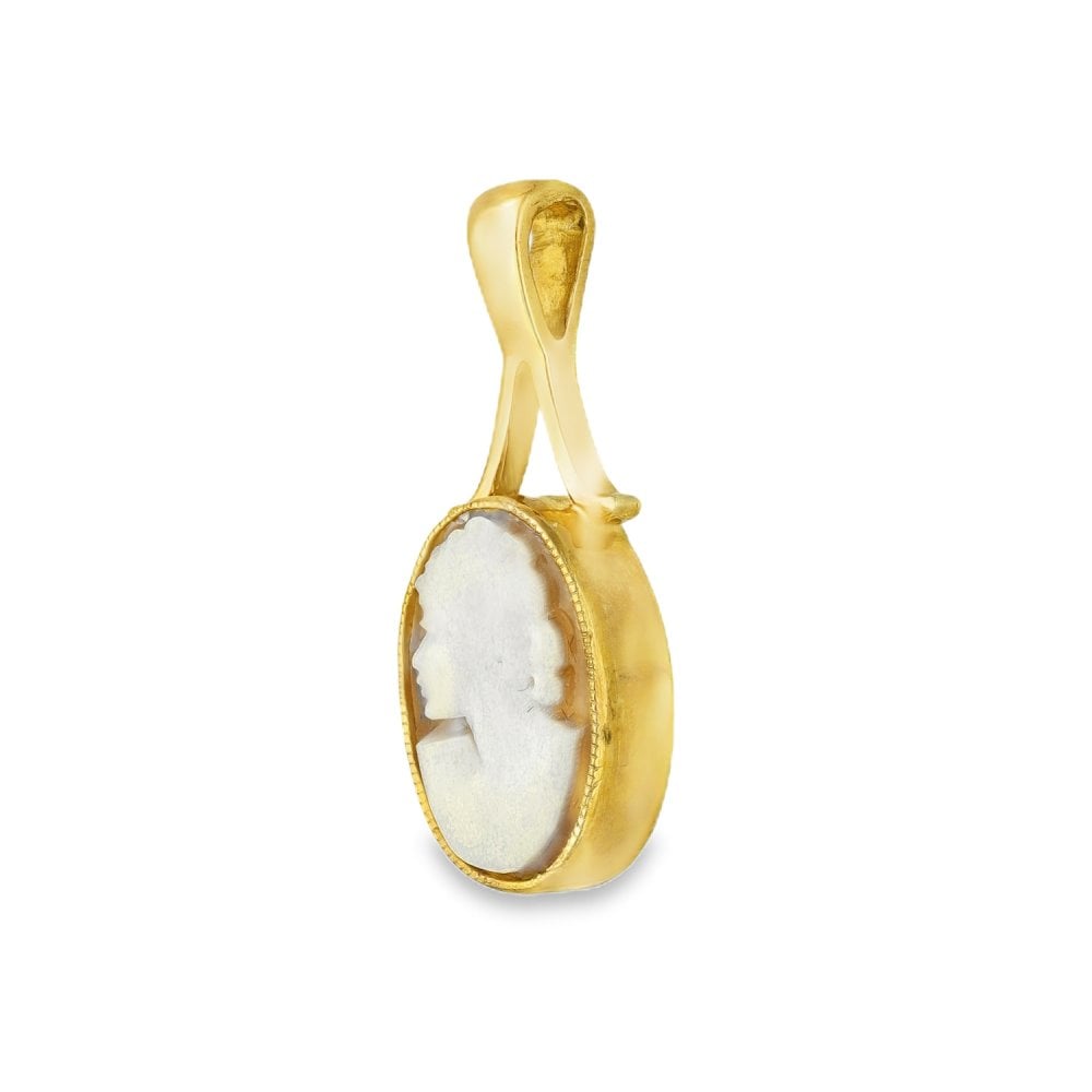 9ct Yellow Gold Oval Cameo Pendant - 11x26x6mm - 2.3g