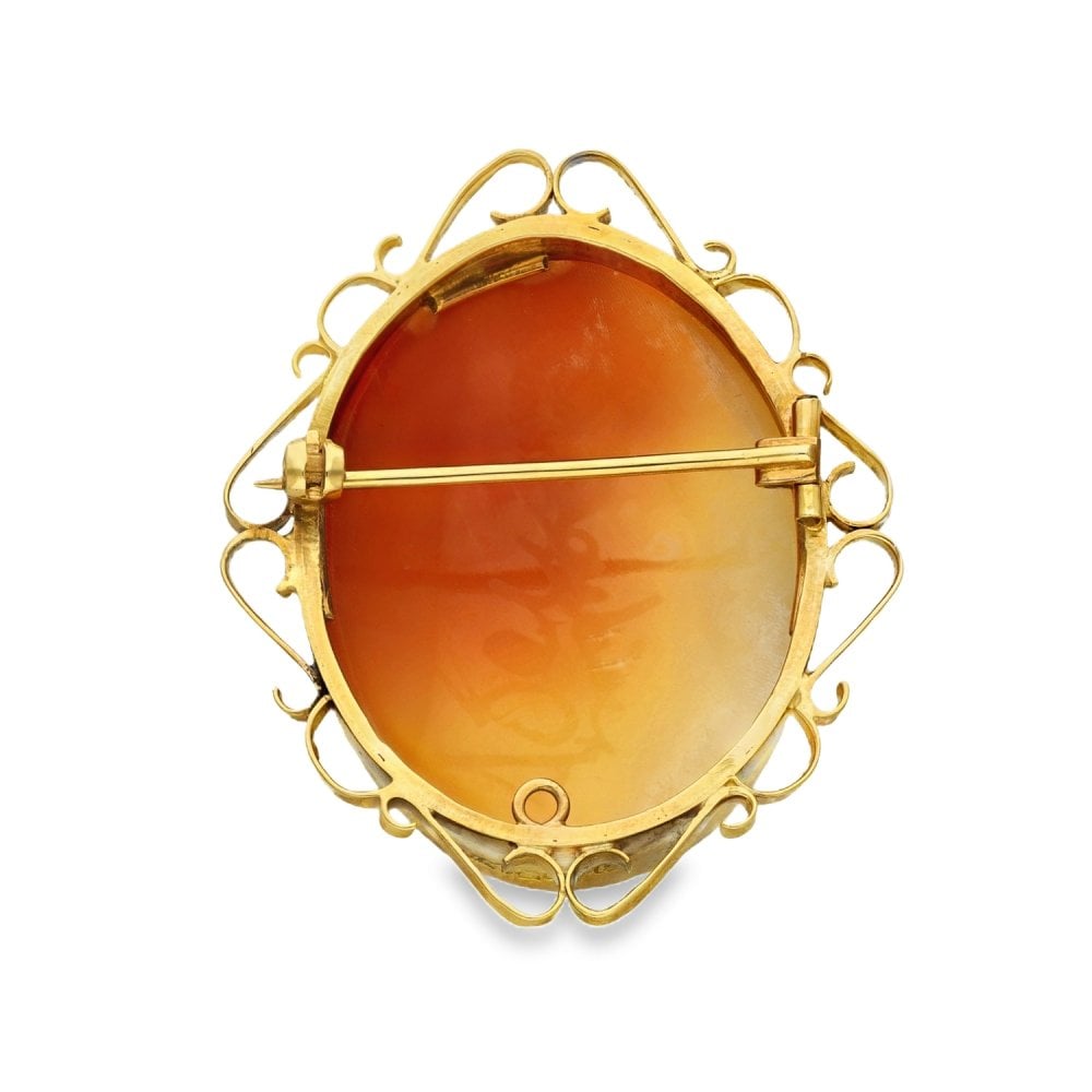 9ct Yellow Gold Three Graces Cameo Brooch - 37x44x13mm - 13.0g