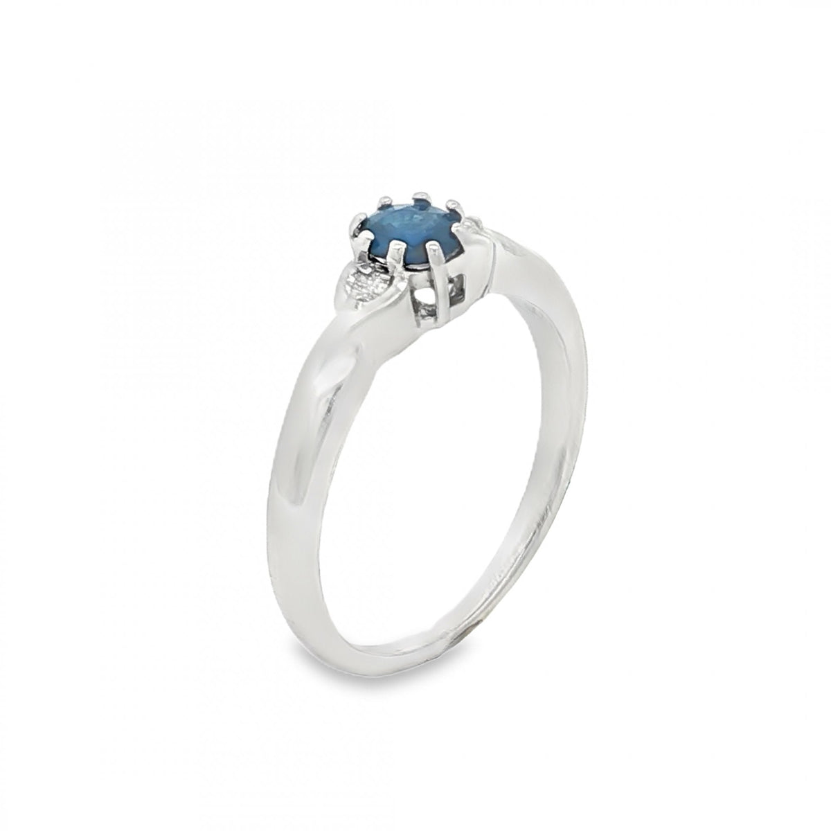 9ct Yellow Gold Sapphire & Diamond Trilogy Ring - Size M - 2.4g