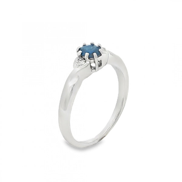 9ct Yellow Gold Sapphire & Diamond Trilogy Ring - Size M - 2.4g