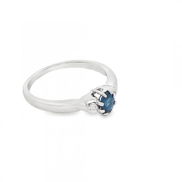9ct Yellow Gold Sapphire & Diamond Trilogy Ring - Size M - 2.4g