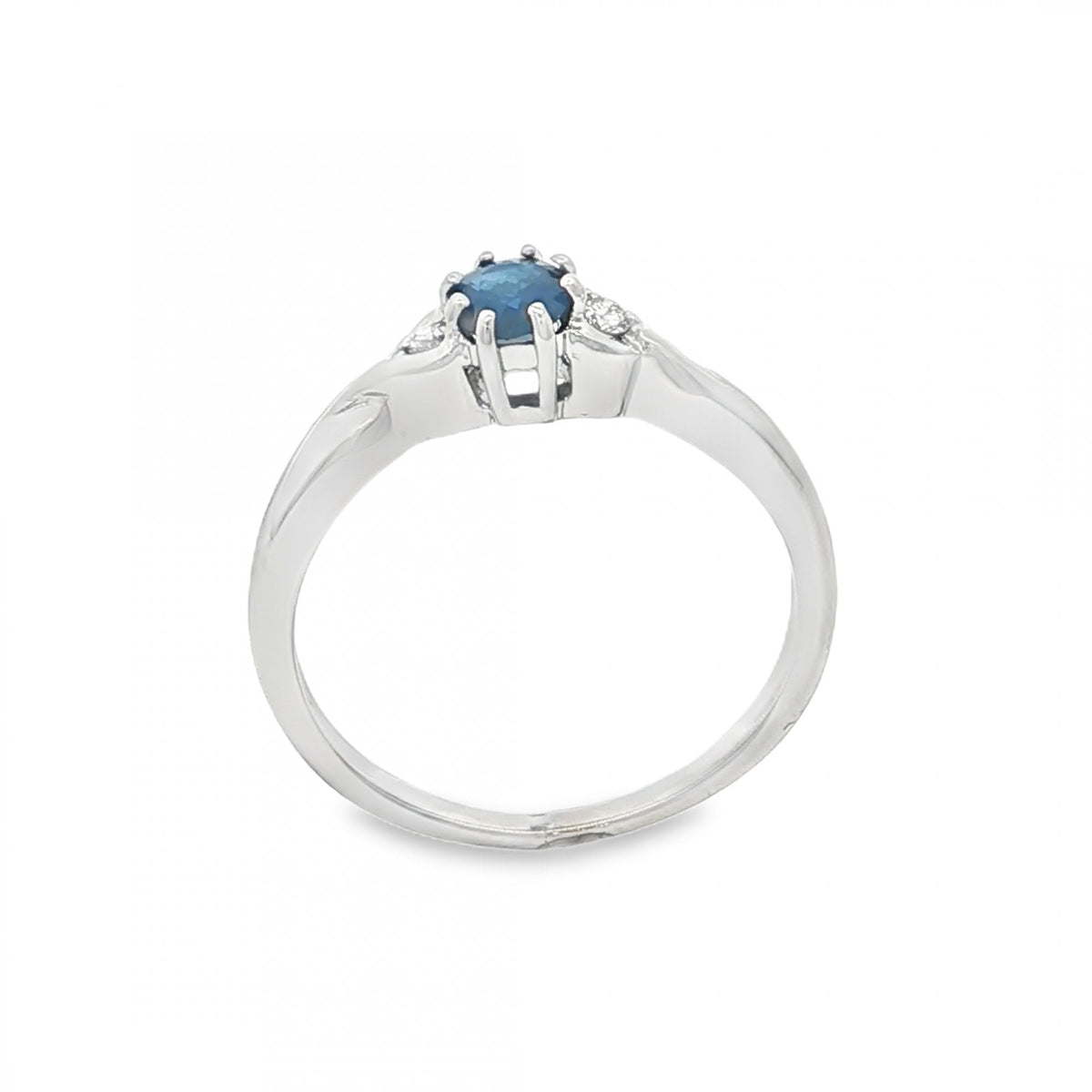 9ct Yellow Gold Sapphire & Diamond Trilogy Ring - Size M - 2.4g