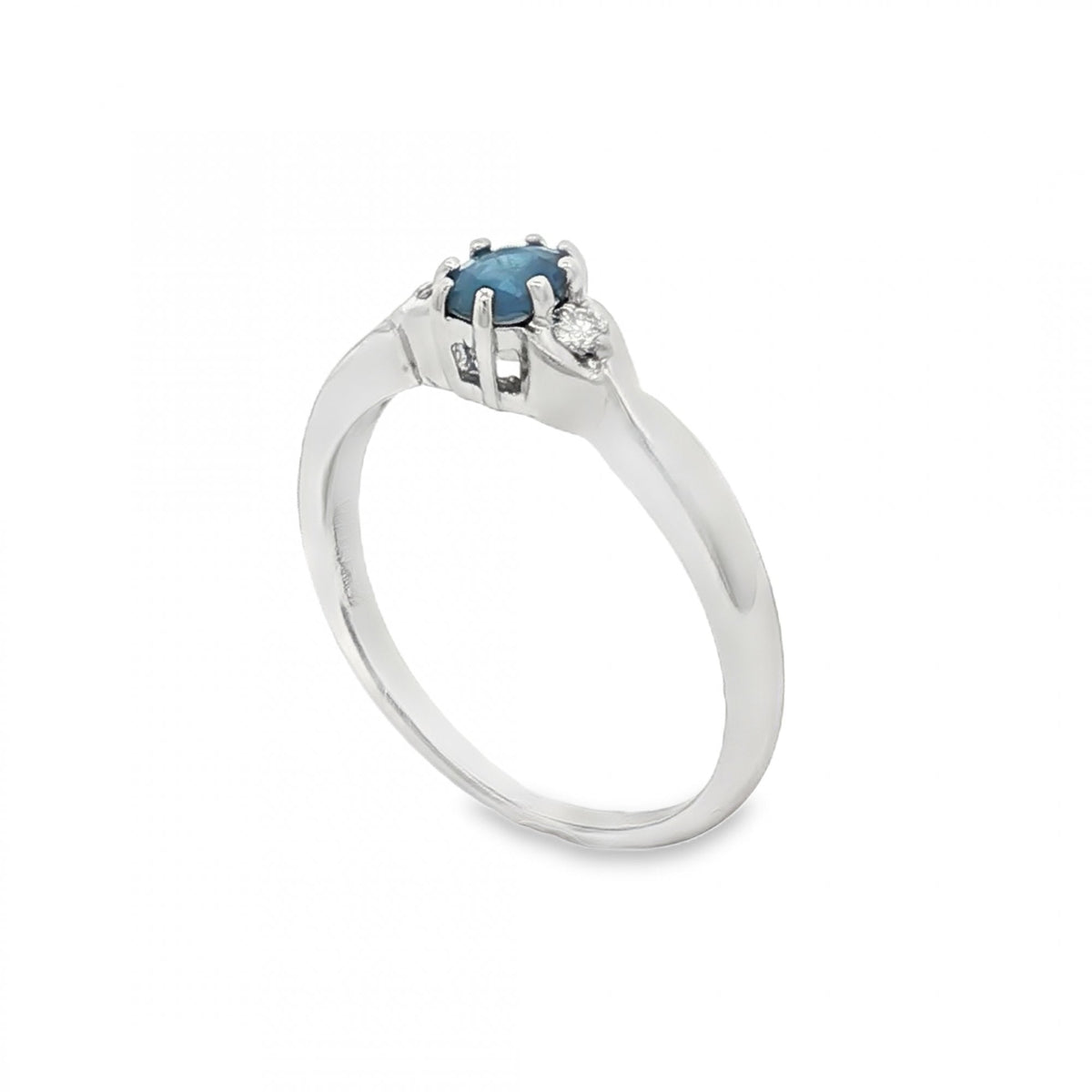 9ct Yellow Gold Sapphire & Diamond Trilogy Ring - Size M - 2.4g