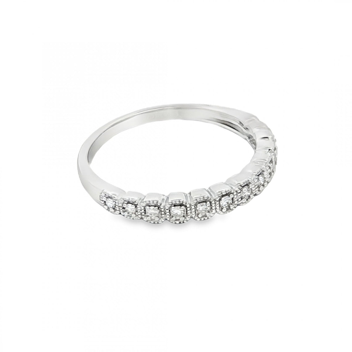 9ct White Gold Illusion-Set Half-Eternity Diamond Ring - 0.10ct
