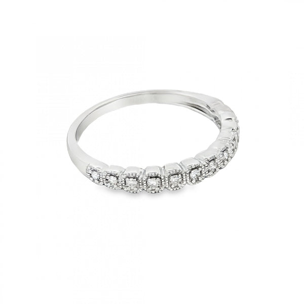 9ct White Gold Illusion-Set Half-Eternity Diamond Ring - 0.10ct