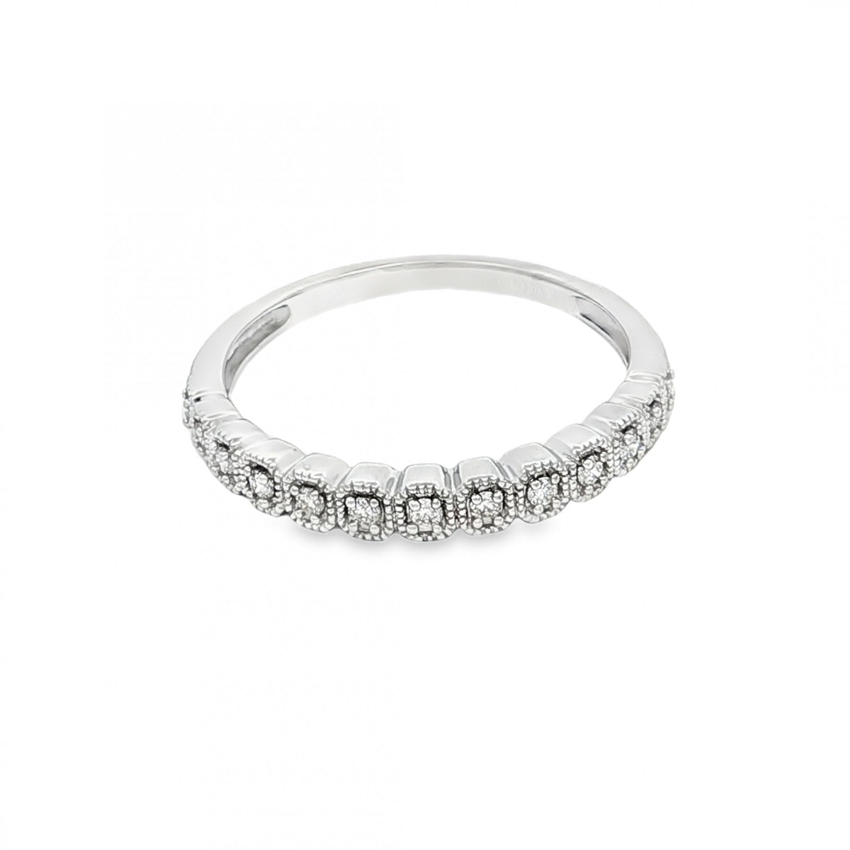 9ct White Gold Illusion-Set Half-Eternity Diamond Ring - 0.10ct