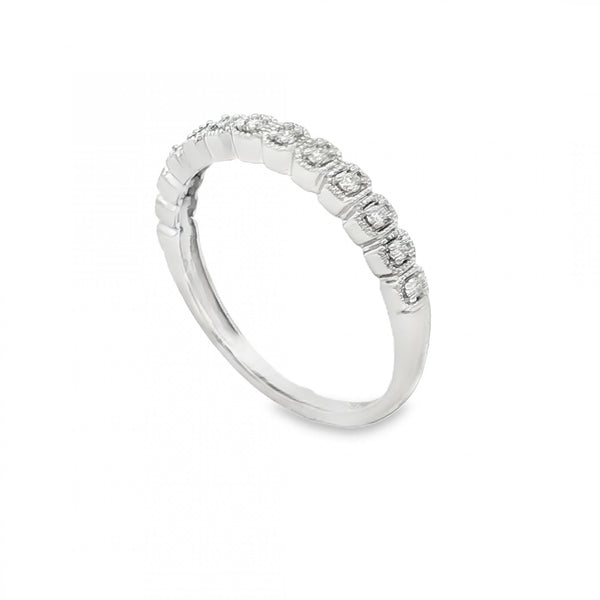 9ct White Gold Illusion-Set Half-Eternity Diamond Ring - 0.10ct
