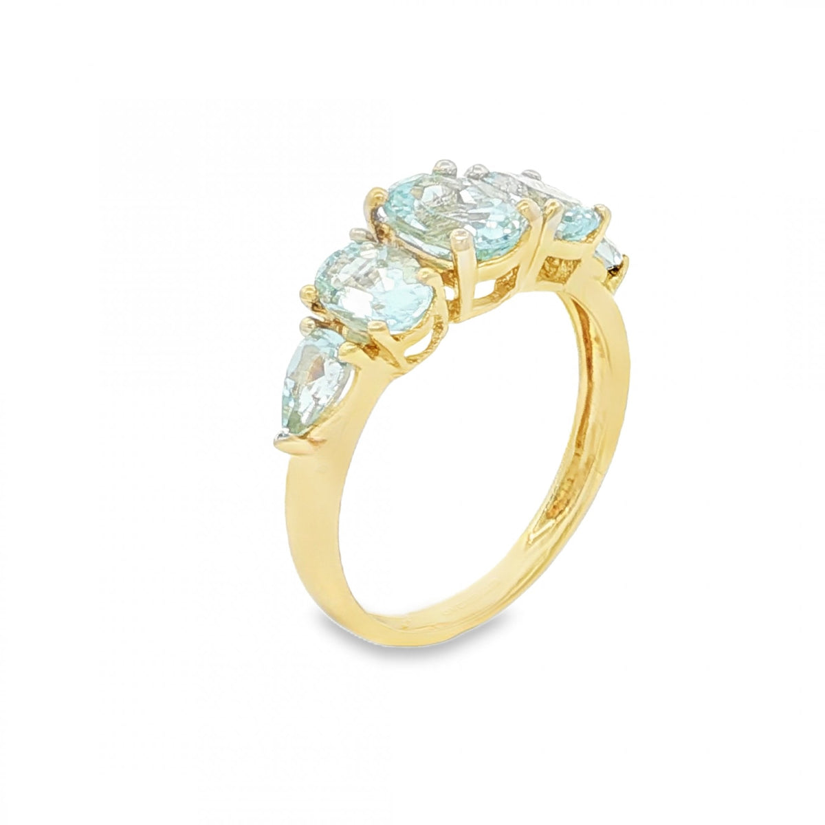 9ct Yellow Gold Aquamarine Dress Ring - Size L½ - 2.3g