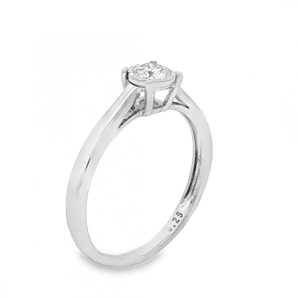 9ct White Gold Diamond Engagement Ring - Size P - 0.25ct