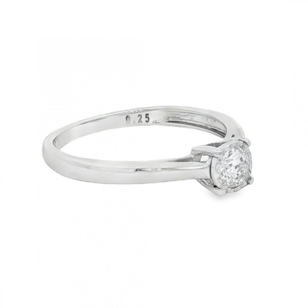 9ct White Gold Diamond Engagement Ring - Size P - 0.25ct