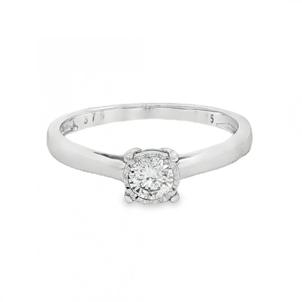 9ct White Gold Diamond Engagement Ring - Size P - 0.25ct