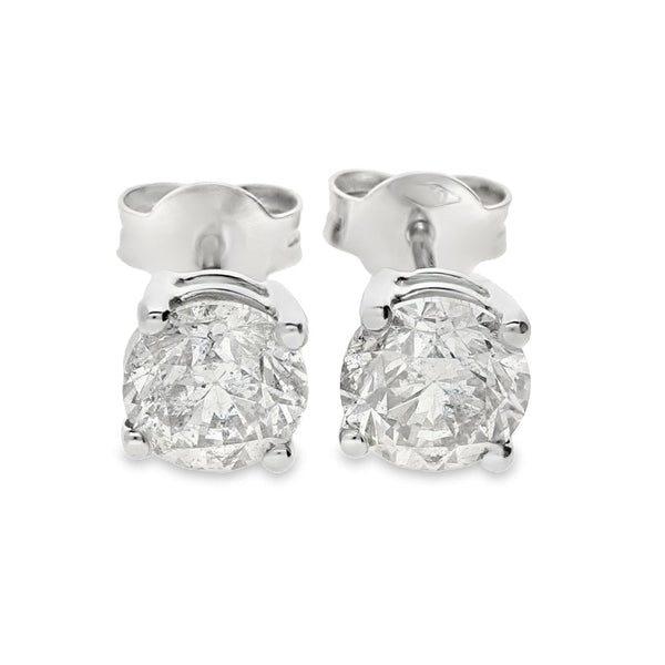 18ct White Gold Diamond Stud Earrings - 7x7mm - 2.74ct