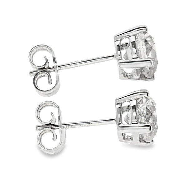 18ct White Gold Diamond Stud Earrings - 7x7mm - 2.74ct