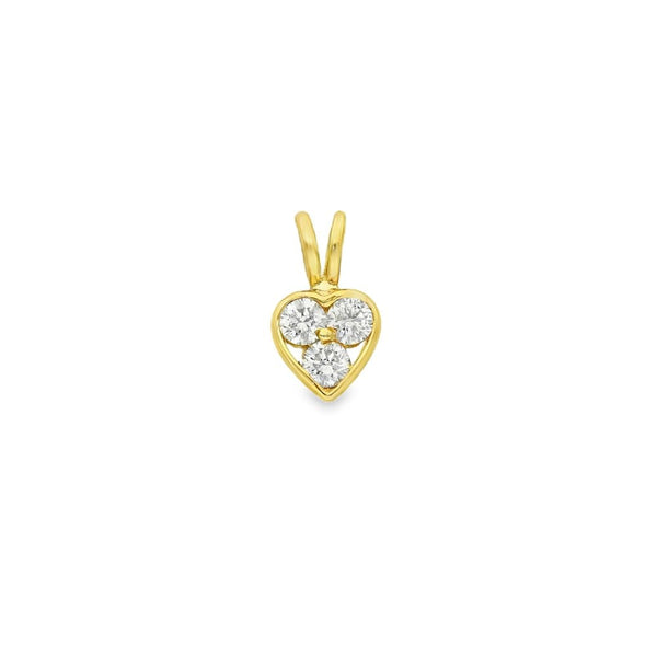 18ct Yellow Gold Diamond Heart Pendant - 6x11x4mm - 0.24ct