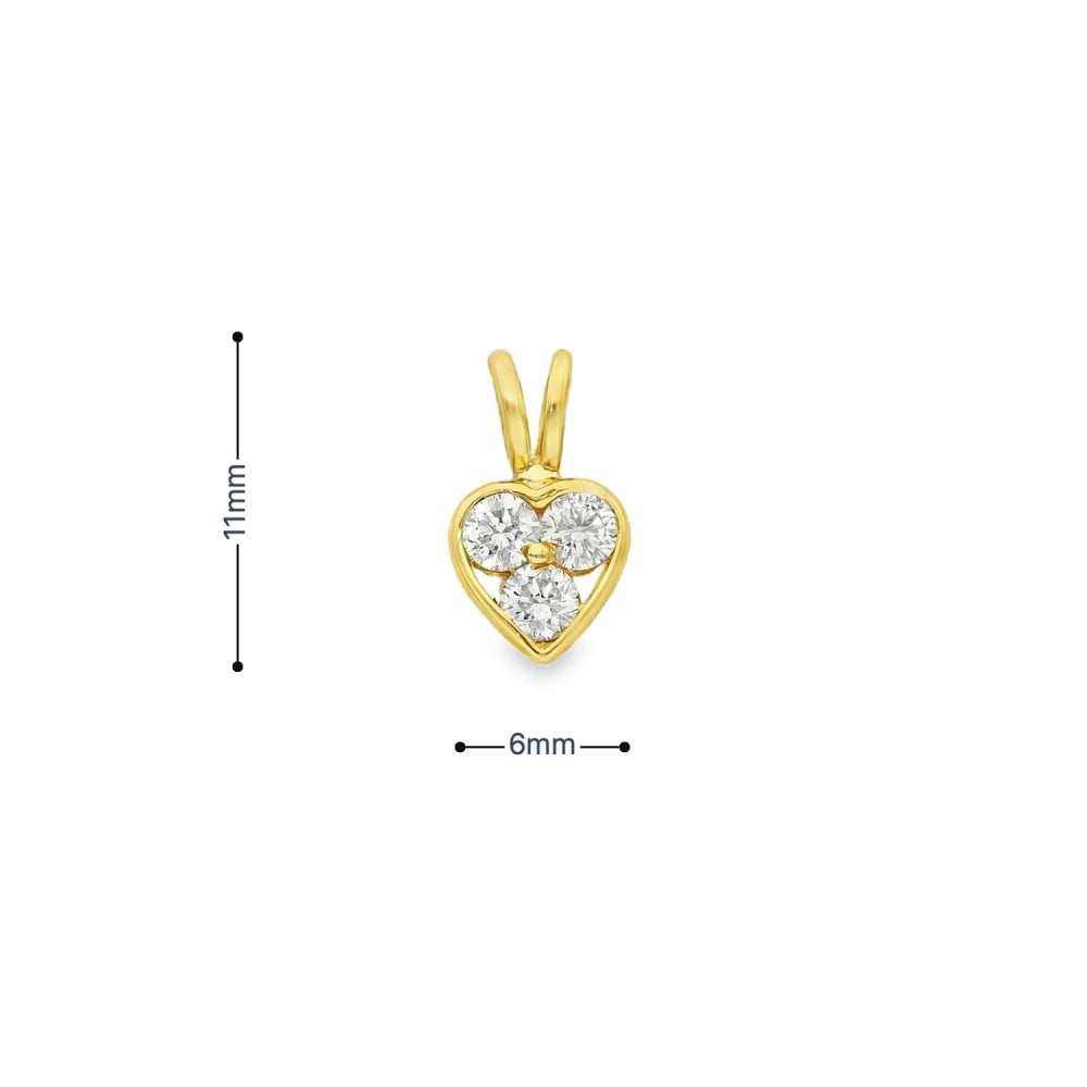 18ct Yellow Gold Diamond Heart Pendant - 6x11x4mm - 0.24ct
