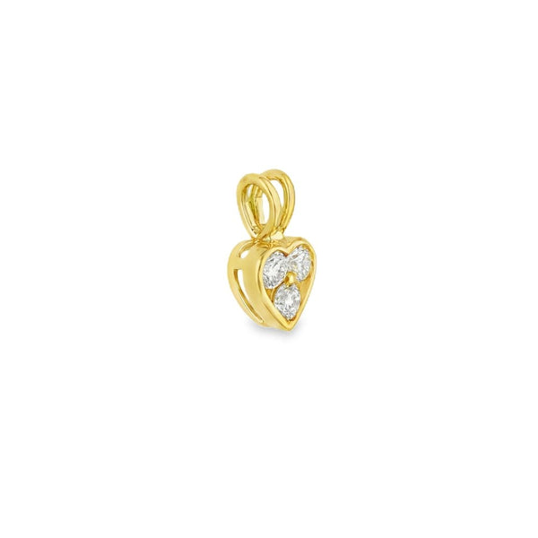 18ct Yellow Gold Diamond Heart Pendant - 6x11x4mm - 0.24ct