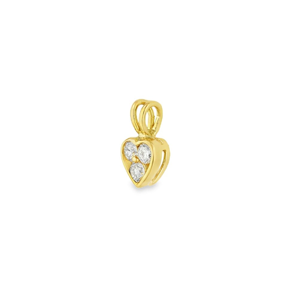 18ct Yellow Gold Diamond Heart Pendant - 6x11x4mm - 0.24ct