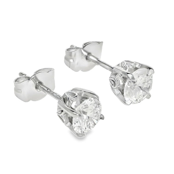 Ladies Platinum Certified 1.41ct Diamond Stud Earrings - VS2 D/H