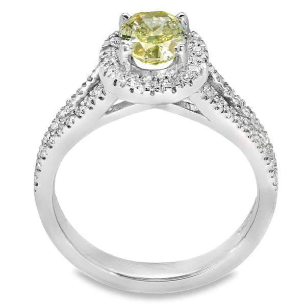 950 Platinum Yellow Diamond Cluster Ring - Size M - 1.44ct