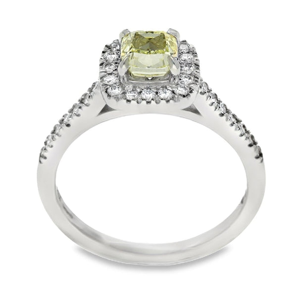 950 Platinum Yellow Diamond Engagement Ring - Size M - 1.09ct