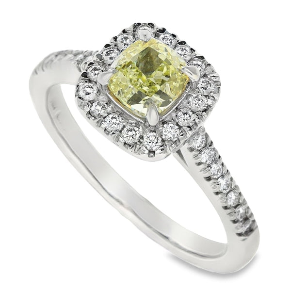 950 Platinum Yellow Diamond Engagement Ring - Size M - 1.09ct