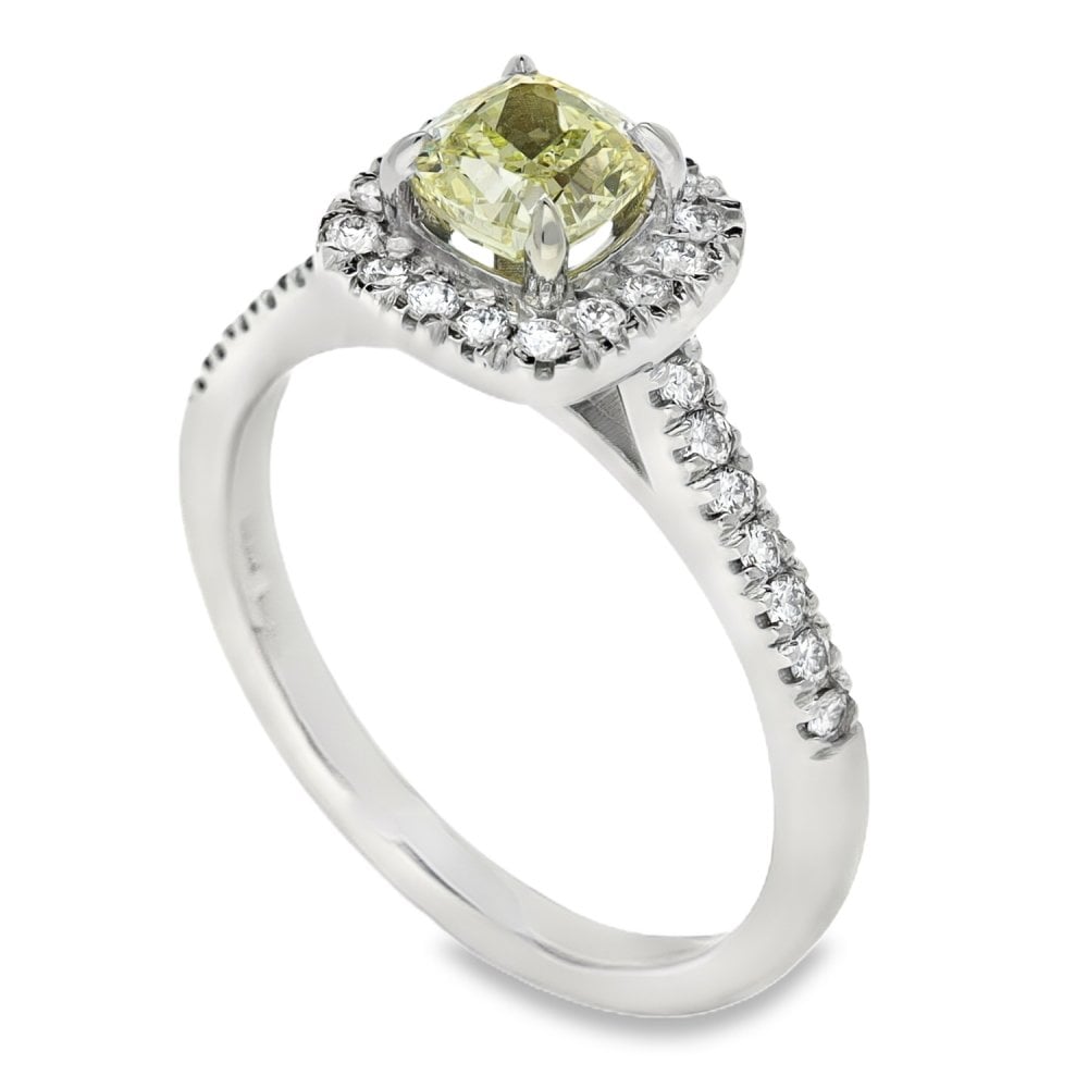 950 Platinum Yellow Diamond Engagement Ring - Size M - 1.09ct