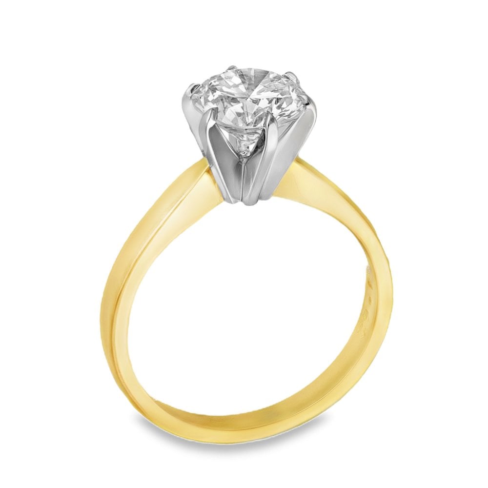 18ct Yellow Gold Certified Diamond Engagement Ring - 1.62ct