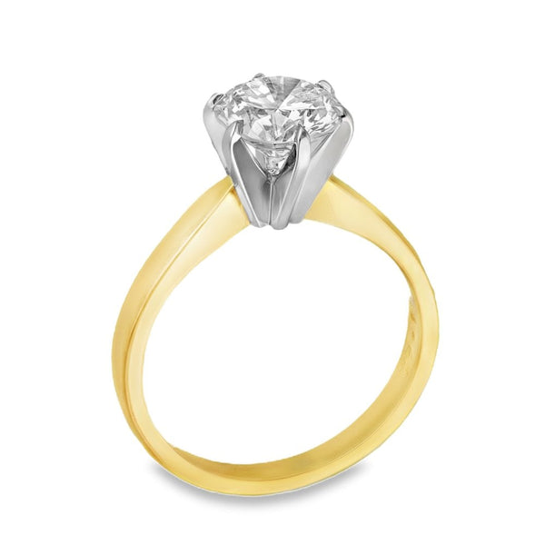 18ct Yellow Gold Certified Diamond Engagement Ring - 1.62ct