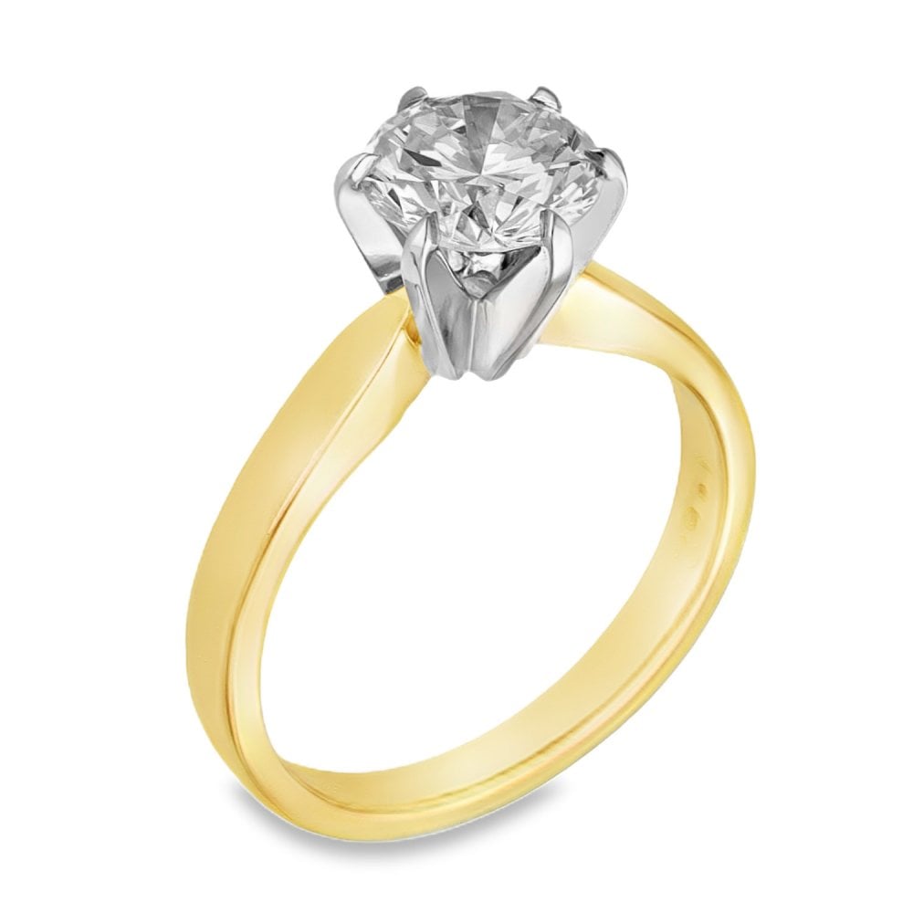 18ct Yellow Gold Certified Diamond Engagement Ring - 1.62ct