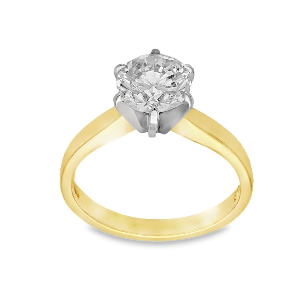 18ct Yellow Gold Certified Diamond Engagement Ring - 1.62ct