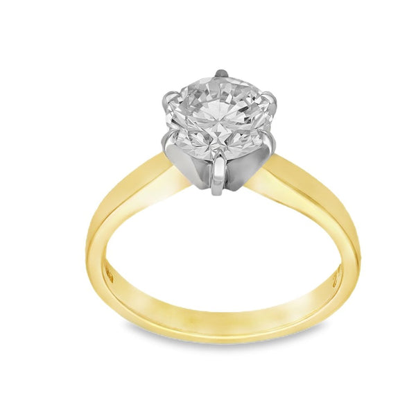 18ct Yellow Gold Certified Diamond Engagement Ring - 1.62ct