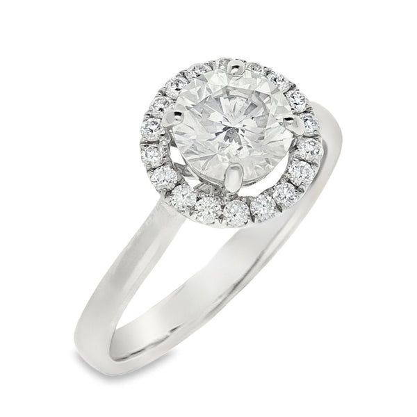 18ct White Gold Diamond Halo Ring - Size N - 1.45ct