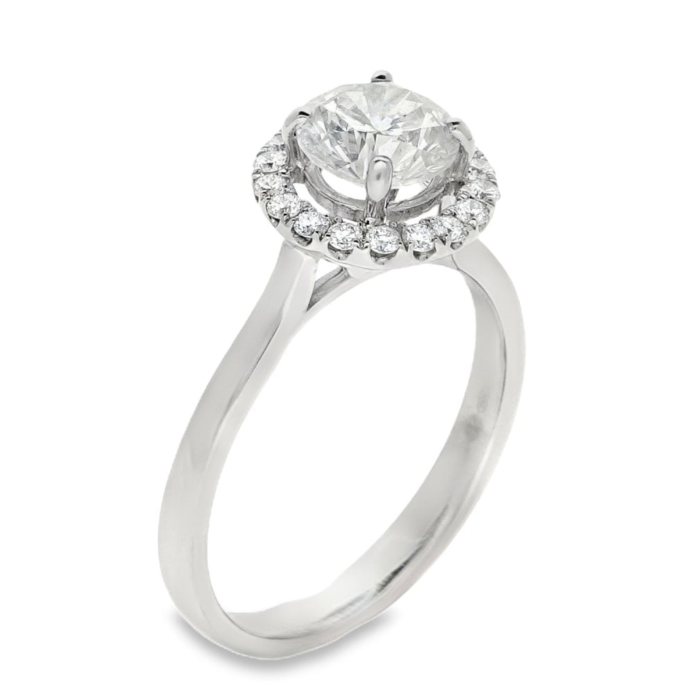 18ct White Gold Diamond Halo Ring - Size N - 1.45ct