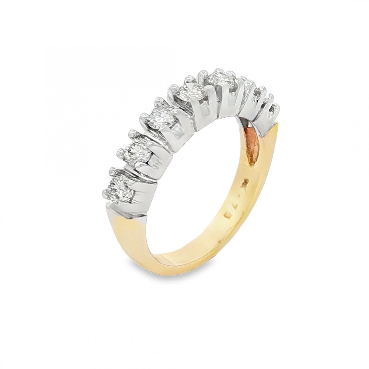 18ct Yellow Gold Diamond Half-Eternity Ring - Size L½ - 0.75ct