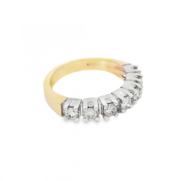 18ct Yellow Gold Diamond Half-Eternity Ring - Size L½ - 0.75ct