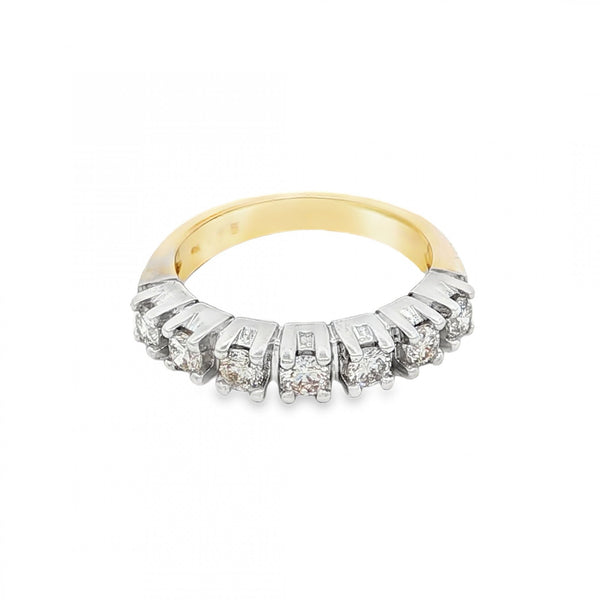 18ct Yellow Gold Diamond Half-Eternity Ring - Size L½ - 0.75ct