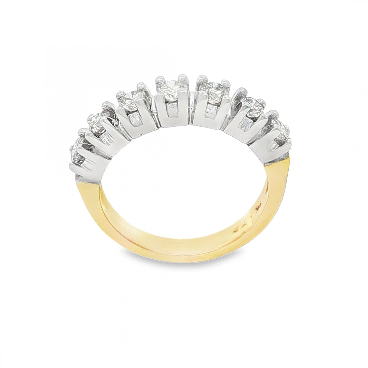 18ct Yellow Gold Diamond Half-Eternity Ring - Size L½ - 0.75ct