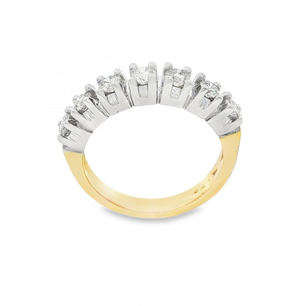 18ct Yellow Gold Diamond Half-Eternity Ring - Size L½ - 0.75ct