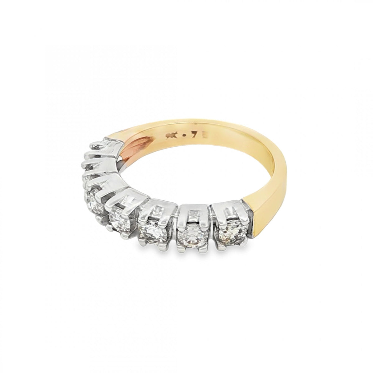 18ct Yellow Gold Diamond Half-Eternity Ring - Size L½ - 0.75ct