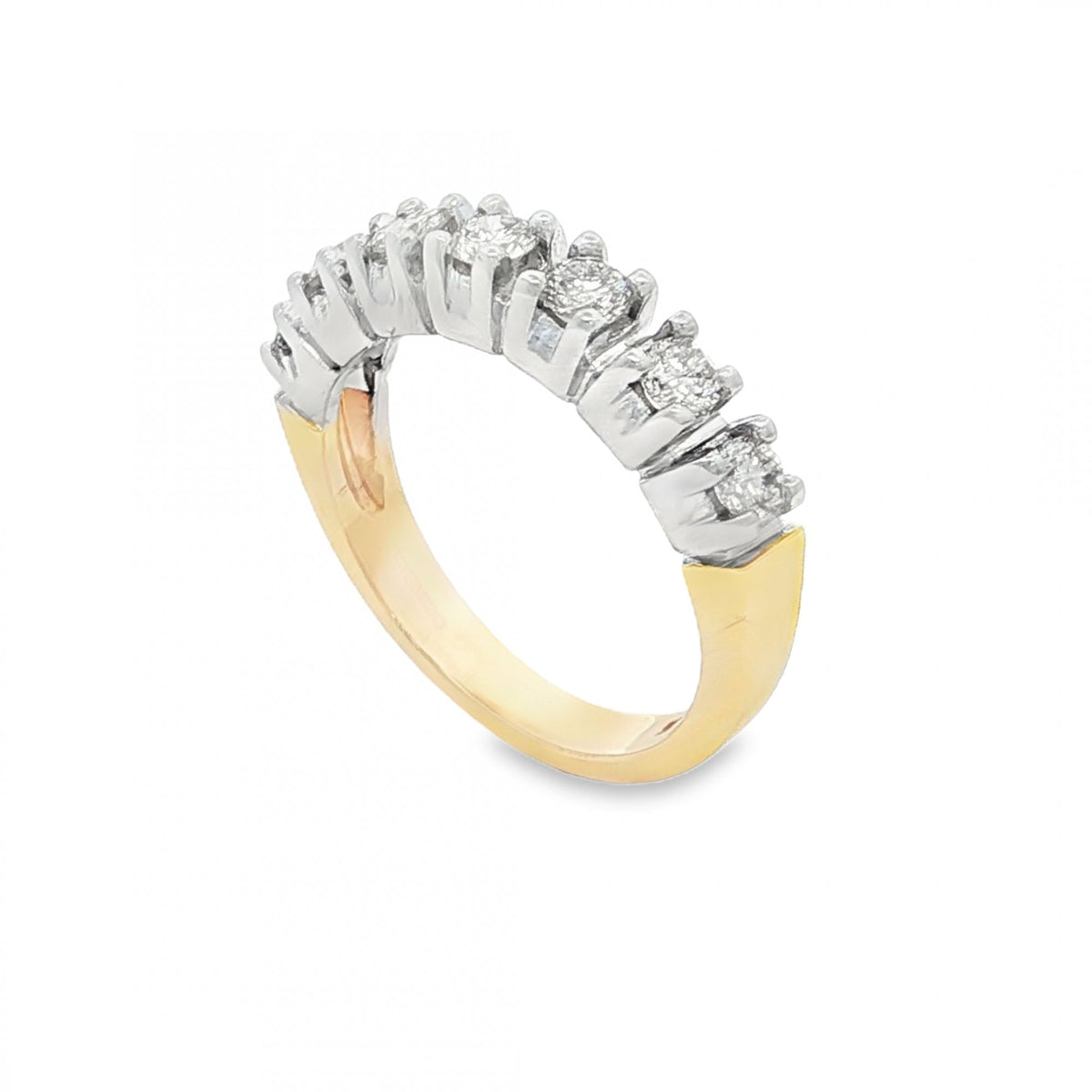 18ct Yellow Gold Diamond Half-Eternity Ring - Size L½ - 0.75ct