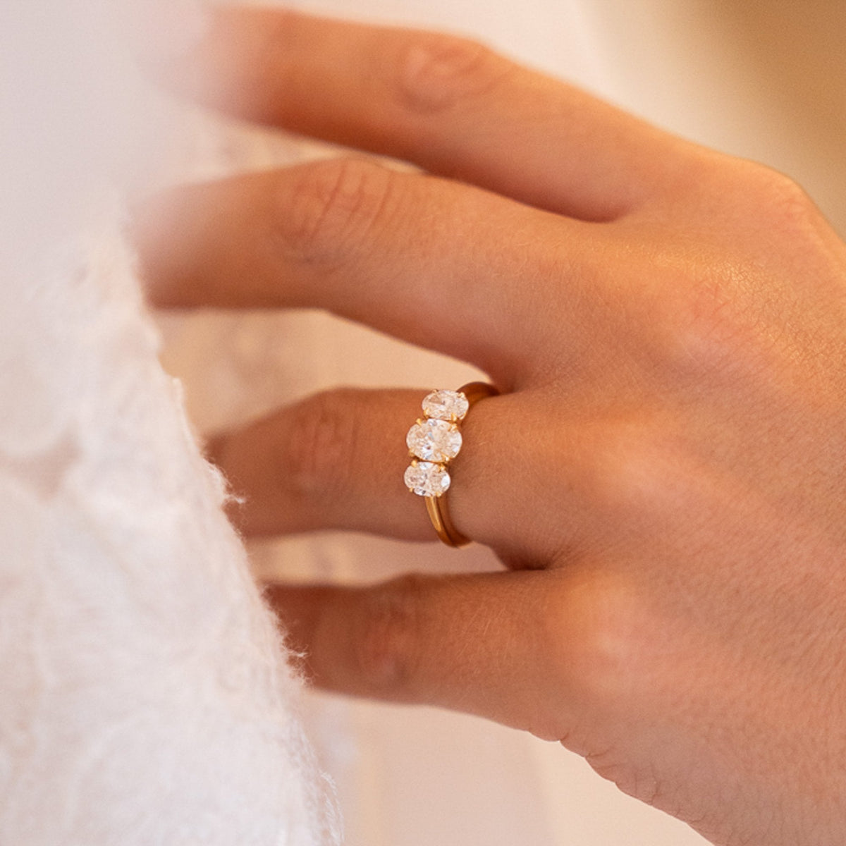 1.50ct Yellow Gold Certified Diamond Trilogy Ring - F/VS
