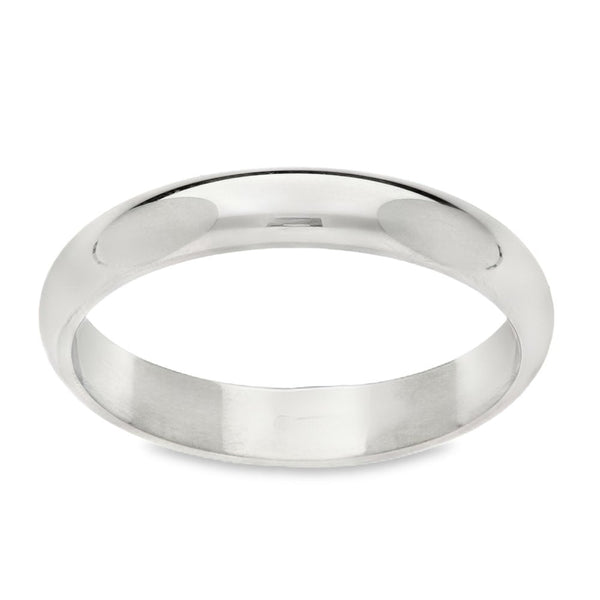 18ct White Gold Mens 4mm D Shape Wedding Ring - Size Y