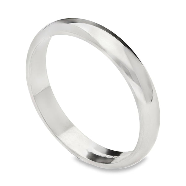 18ct White Gold Mens 4mm D Shape Wedding Ring - Size Y