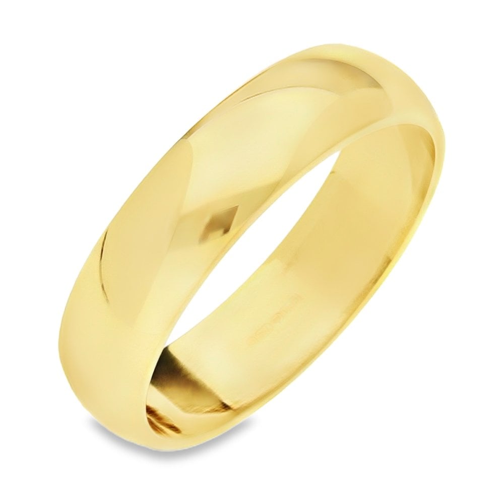18ct Yellow Gold D Shape Men's Wedding Ring - 9.7g